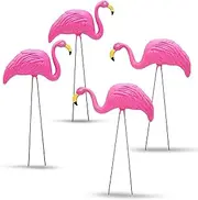 4E's Novelty 4 Pink Flamingos Yard Decorations - Large 23 inch Ornament Statues - Outdoor Garden Lawn Flamingo Decor