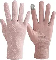 [Mealah] Women-Sun-Driving Gloves - Summer Outdoor Hiking UPF 50+ Polka Dots Gloves Touchscreen Full-Finger Gloves