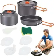 Camping Cooking Set, Camping Cookware Set, Non-stick Pot and Pan Kit, Outdoor Non-Stick Camping Kitchen Pan and Pot for Picnic, Hiking, Fishing