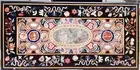 Rectangle Black Marble Dining Table Top Unique Design Inlay Work Meeting Table