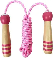 Skipping Rope Kids, Adjustable Wooden Handle Jump Rope for Boys and Girls Fitness, Training, Exercise and Weight Loss