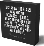 Christian Decor Wood Sign Desk Decor Rustic Motivational Bible Verse Jeremiah 29