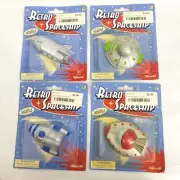 ALL 4 Toysmith 2011 Retro Spaceship Plastic Pull Back Action Toy NEW NEATO!