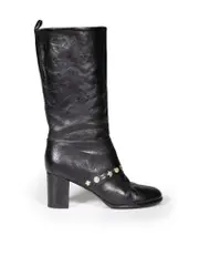 Black Calfskin Lucky Charm Mid Calf Boots