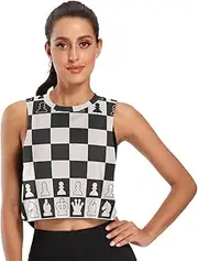 [Joisal] International Chess Checkerboard Women Athletic Tank Tops Lightweight Running Tank Top