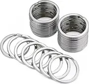 [Yamibobo] 30 PCS 25MM Silver Flat Key Rings, Nickel Plated Metal Keychain Rings Split Keyrings Flat O-Ring for Home Car Office Keys