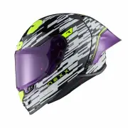 X.R3R Glitch Racer White Neon Full Face Helmet