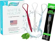 Dr. Nick's White and Healthy Tongue Scraper (3 pack) and The Big Clean Large Toothbrush Medium Soft, Dentist Designed for Fresh Breath, Easy to Use Plastic Tongue Cleaner and Toothbrush for Adults