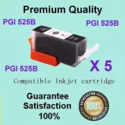 5 x Ink Cartridges w Chip PGI525 Black Only for Canon IP4950 MX885 MG6250 MG8150