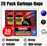 Multix Drawtight Garbage Bags 76L, Strong and reliable- Black (2 x 10pk )