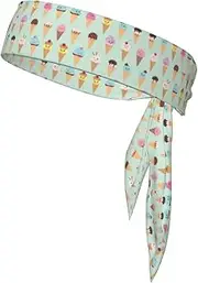 Ice Cream Cones Sports Strap Double-Sided Head Bands Headscarf Men's Bow Tie Sports Headscarf Running Yoga Exercise Headband