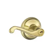 Schlage F80-FLA-RH Brass Flair Right Handed Storeroom Keyed Entry Door Lever Set