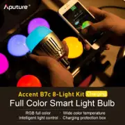 Aputure Accent B7C 8-Light Kit LED Light Bulb RGBWW Full Color with Charger Case