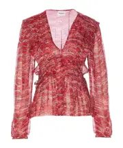 Isabel Marant Étoile Axeline Textured Top FR36,FR38,FR40 Red