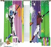 Baseball players'action maps Curtains Pocket top Curtain Thermal Insulated Curtain for -Set of 2 Panels(W:245cm*L:183cm)