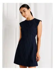 [Tokito] Pinstripe Mini Shift Dress in Navy