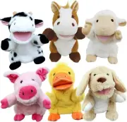 Farm Animal Hand Puppets – Set of 6 Plush Puppets for Kids – Cow, Sheep, Hors...