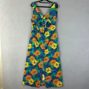 Alice McCall Midi Dress Size 12 Blue Giselle Cutout Designer Tropical NEW D184
