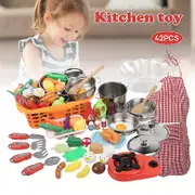 42pcs Kitchen Cooking Set Girls Boys Vegetable Playset Toy For Kids Early Age Development