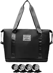 Rolling Duffel Bags with Wheels | Foldable Rolling Duffle Bag | Large Wheeled Duffel Bag, Waterproof Foldable Duffel Bag with Multiple Compartments