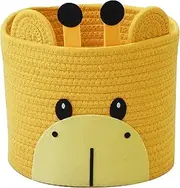 T&T Homewares - Small Woven Cotton Rope Storage Basket, Collapsible Organizer Basket, Clothes | Pet Gift Basket | Nursery Organizer- D25xH20 (Giraffe)