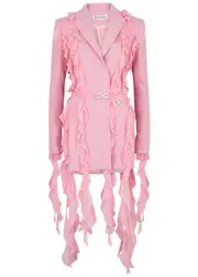 Mach & Mach Pink Ruffle-trimmed Wool Blazer Dress - Light Pink - 10 10