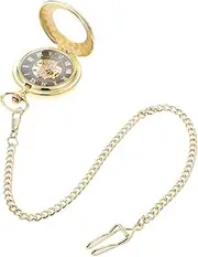 [WOFASHPURET] Men's Steampunk Pocket Watch Roman Numerals Retro Hollow Case Watch Birthday Present for Him