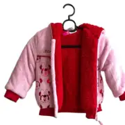 Disney Minnie Mouse Plush Full Zip Hoodie Contrast Lining Girls 3T