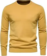[Qolkmuiy-GJ] Men's Classic Turtleneck Pullovers Cable Knit Thermal Pullover Sweatshirt Casual Soft Twist Knitted Sweater, Yellow 1, Medium