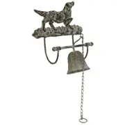 French Country Wall Art Dog Whitewash Hanger Bell Wrought Iron Metal