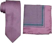 [Italo Ferretti] Satin Pink Geometric Tie and Pocket Square Set