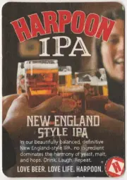 Harpoon Brewery IPA Beer Coaster Boston MA