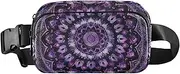 [XYMZR] Purple Mandala Floral Fanny Pack Hip Bag Belt Bag for Women Man Fashion Waist Pack Water-repellent Crossbody Bag for Halloween Costumes Running Hiking Jogging Travel Sport, Multi-colored, one