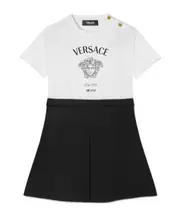 Versace Kids Medusa Head Printed Dress 14Y,12Y Black/White