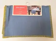 Opalhouse Blue Table Runner Cotton Blanket Stitch Reverses to Yellow 14" X 72"