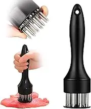 Stainless Steel Needle Blades Meat Tenderizer Tool with Ultra Sharp Profession Kitchen Gadgets Jacquard for Tenderizing and Cooking BBQ, Marinade, Steak, Beef, and Poultry (Black)