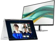HP Elite x360 1040 14 inch G11 2-in-1 Business Laptop, Silver + HP Series 5 Pro 23.8 inch FHD Monitor - 524pf