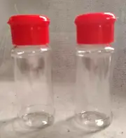 2 Empty Spice Jars, Plastic Storage Containers, Screw-on Lid, Shaker Top