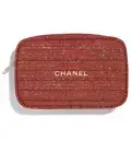 CHANEL Makeup Bag Holiday Gift Set 2022 Red Gold Tweed Cosmetic Pouch ONLY NIB
