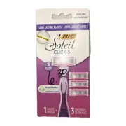 BIC Soleil Click 5 Women's Disposable Razors, 5 Blades, 1 Handle + 3 Cartridges