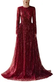 [TRACY STUDIO] LONG SLEEVE BALL GOWN RED XL