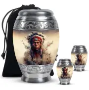 Native American Cremation Urn For Ashes Mini Urns Men & Women Combo Of 1 Large