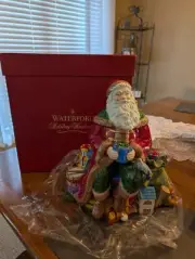 New Waterford Christmas Holiday Santa Cookie Jar 130667 Two Areas For Snacks!!