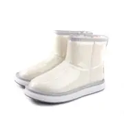 雪靴 短靴 保暖 防水 白色 亮面 女鞋 no122