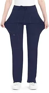 [QBK] Yoga Scrub Pants Women Mid Rise Yoga Work Pants- Five Pocket Cargo Scrub Pant