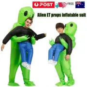 Scary Halloween Green Alien Inflatable Costume Blow Up Suits Party Dress Unisex