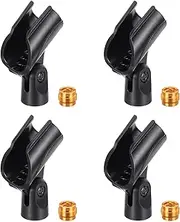 uxcell 4Pcs Microphone Clip U-Type Adjustable Mic Holder Flexible Wireless Mic Stand Adapter for Handheld Mics with Metal 5/8" Male to 3/8" Female Screw Adapter
