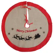 84cm Burlap Christmas Tree Skirt Hessian Merry Xmas Santa Reindeer Floor Decor