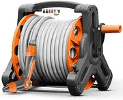 Portable Garden Hose Reel Cart with High Pressure Water Gun Storage Rack Gray and Orange 20M Pipe Included
