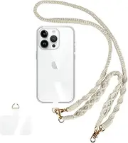Ksriylm 1 Pad Boho Macrame Mobile Phone Wrist Lanyard with 2Pcs Phone Patch Tether Tab,Wrist Lanyard Cotton Neck Strap Strap Safety Tether for Most Smartphones Phone Accessories,